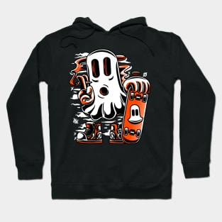 Skater Ghost Halloween Funny Orange Hoodie